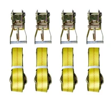 12pc 4-set Lasso Wheel Tow Tie Down Axle Strap Ratchet J Finger Hook Tire Towing