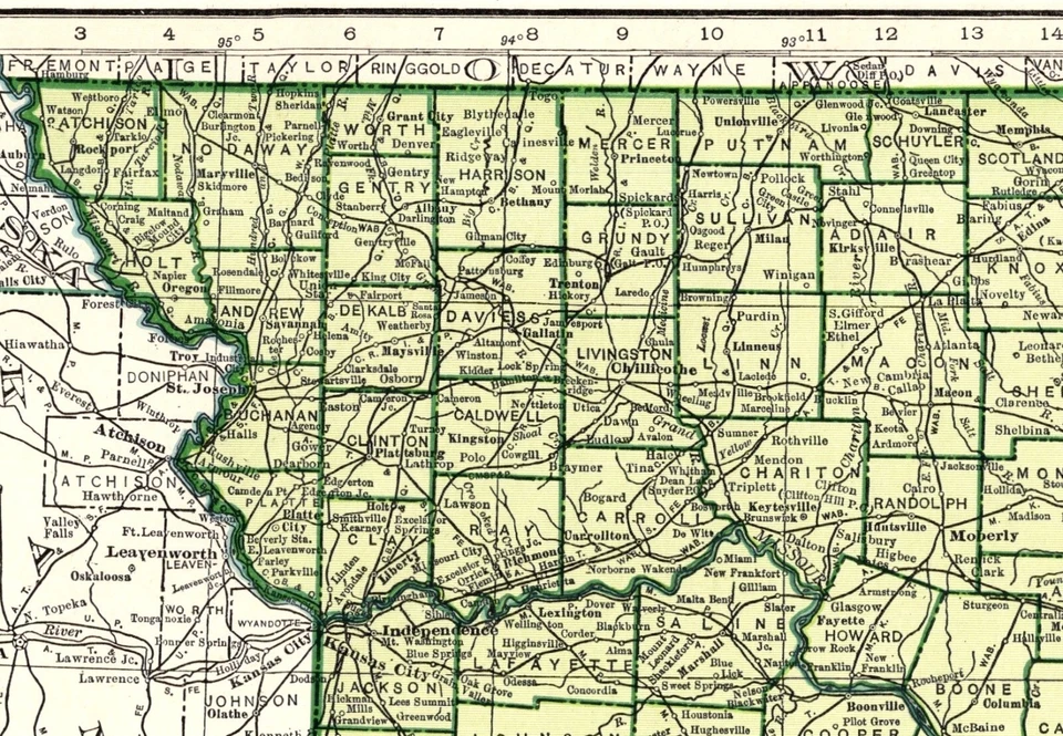 1943 Винтажная карта штата Миссури антикварная карта галереи Миссури настенный декор 2043 - Изображение 3 из 4