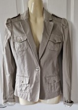 H&M taupe beige canvas jacket, EU 32, US 2, UK 4/6