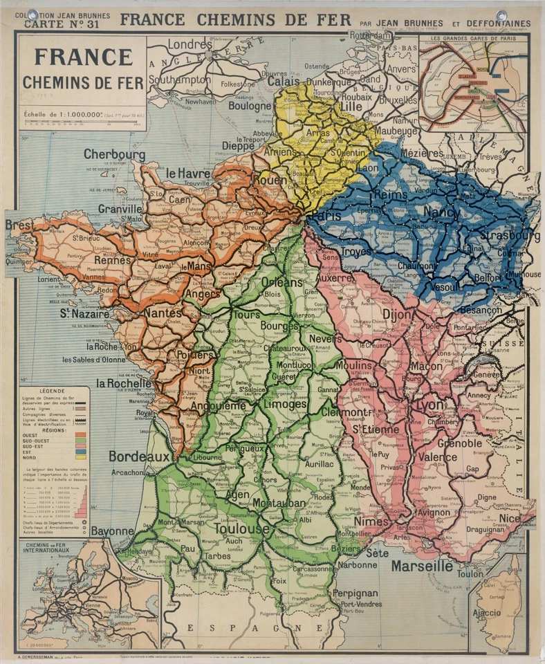 Carte région France Lorraine Bretagne Normandie Alsace SNCF Ecole - Photo 1/1