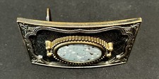 Western Style Belt Buckle with Natural Turquoise Color Stone Inlay