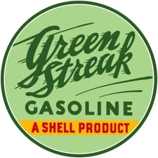 Green Streak Gasoline by Shell NEW Sign: 40" Dia Round USA STEEL TWO-SIDED