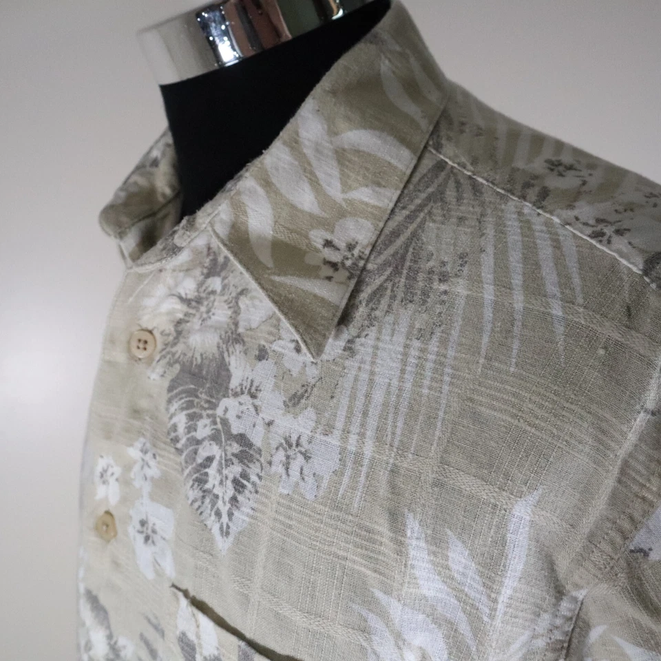Camisa Marc Edwards Para Hombre Grande Lavable Lino Hawaiano Botón Floral Manga Corta Foto 2 de 4