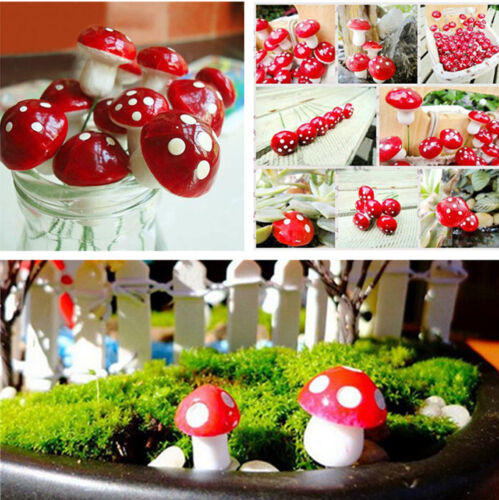50Pcs Ornament Plant Pots Mini Military Red Mushroom Fairy Decoration Accessorie - Picture 1 of 8