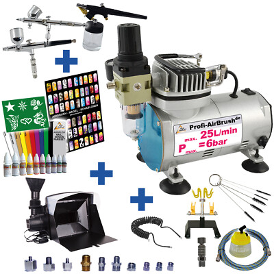 AIRBRUSH KOMPRESSOR SET AIRBRUSH KOMPLETTSET AIRBRUSHPISTOLE AIRBRUSH FARBEN SET