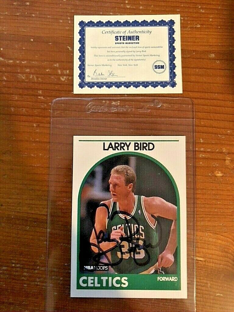 1989 NBA Hoops Card #150 Larry Bird Signed and Steiner 1989 NBA Hoops Card #150 Larry Bird Signed and Steiner