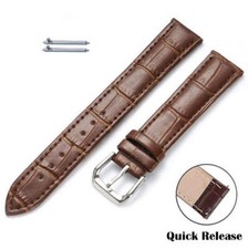 Brown Quick Release Croco Leather Replacement Watch Band Strap Steel Buckle 1042