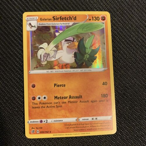  Galarian Sirfetch'd 095/192 - Rebel Clash - Foil - Pokemon  Evolution Card Set - Galarian Farfetch'd - Rare 2 Card Lot : Toys & Games