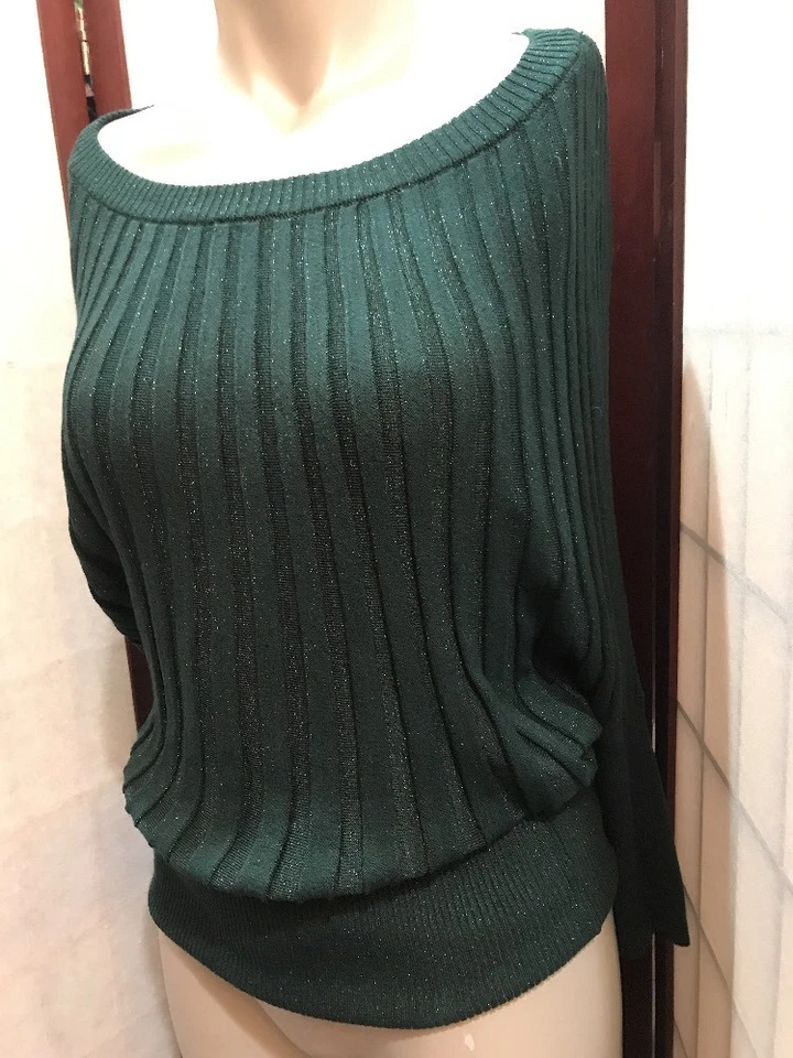 Blusa Top Thalia Sodi Suéter Verde Bosque Manga Larga Tejida Talla XS $59.00 Etiqueta Foto 3 de 4