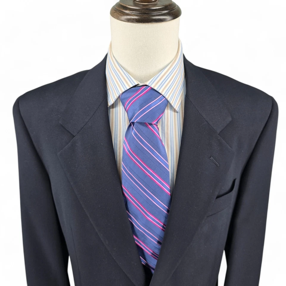 Chaqueta Blazer Valentino Uomo Para Hombres 43L Lana Virgen Italia Botones Dorados Azul Marino Foto 2 de 4