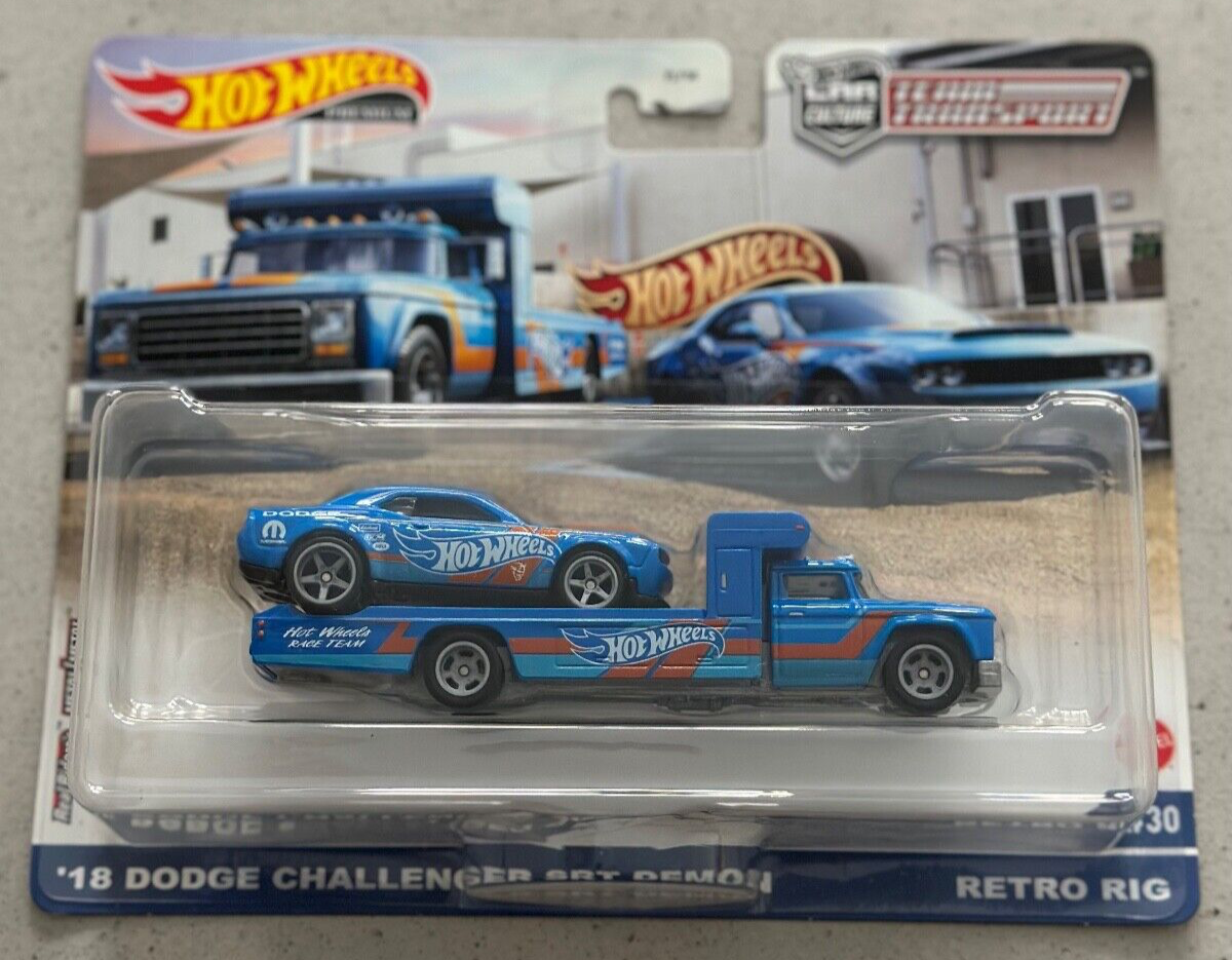 Hot Wheels Premium Team Transport 30 18 DODGE CHALLENGER SRT DEMON RETRO RIG