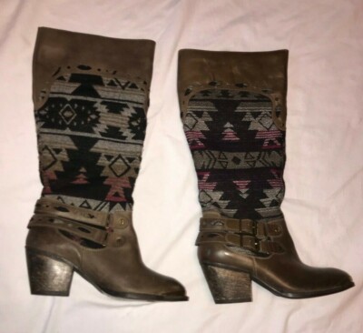 Naughty Monkey Leather Sweater Boots Size 7 NEW