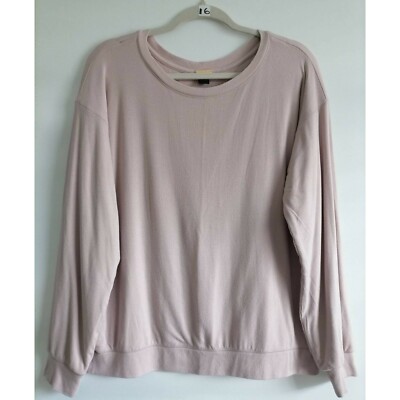 Magaschoni Womens Mauve Pink Long Sleeve Jewel Neck Pullover Sweater Size L