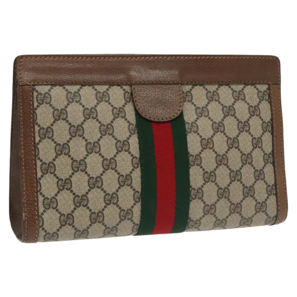 Sac pochette GUCCI GG Supreme Web Sherry Line PVC beige 001 014 2125 authentique ar13007