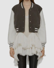 $5100 Givenchy Paris Women's Gray Cropped Varsity Jacket Coat Size 36