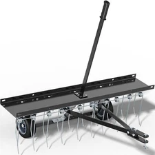40" Dethatcher Tow Behind Lawn rake Sweeper W/ Transport Handle Rust-proof Black