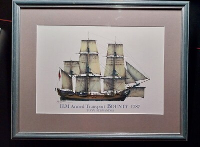 H.M Armed Transport BOUNTY 1787, print by Tony Fernandes framed print