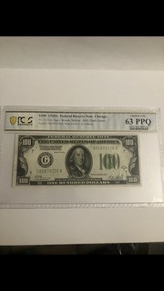 1928 A Federal Reserve Note $100 Chicago Choice UNC 63 PPG NO RESERVE