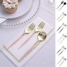 24 Disposable 6 in Premium Plastic CUTLERY Spoons Forks Set Party Home Tableware