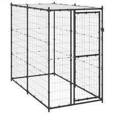 Dog Kennel Black and silver Powder-coated steel PE vidaXL