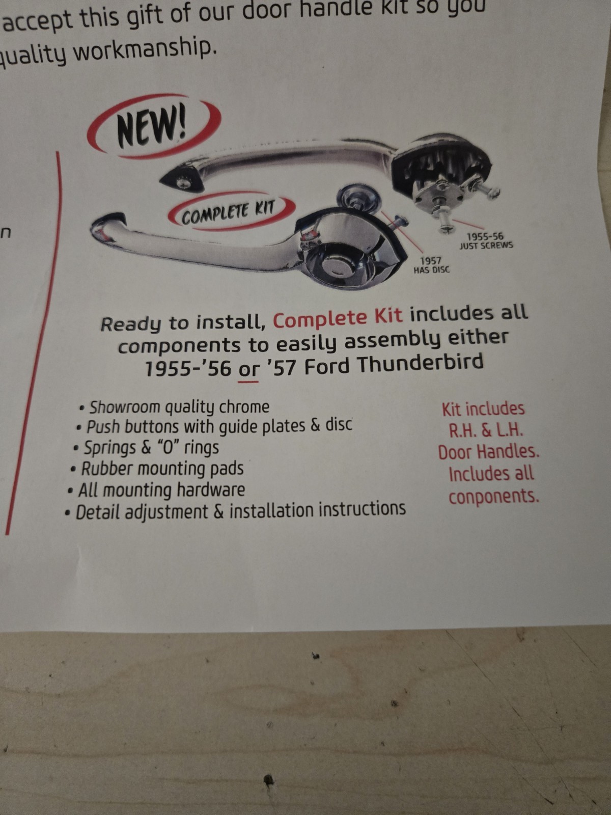 1955 1956 1957 Ford Thunderbird Door Handles, Exterior,  New , Show Quality,...