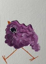 ACEO Original Painting, Bird Impressionism Oil Art, Emmer Plaxe, Animal Abstract