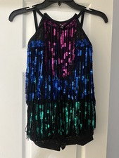 Sequined Youth Dance Costume Romper MC