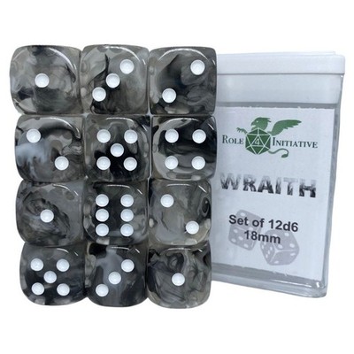 Role 4 Initiative Wraith 12 Dice Set 18Mm D6