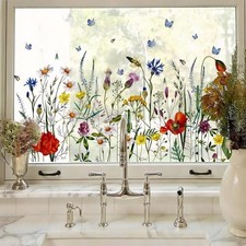 Spring Summer Wildflower Window Clings Botanical Meadow Flower Shop Window