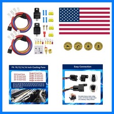 Dual Electric Fan Relay Kit Electric Radiator Fan Kit Temperature Sensor Swit...