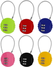 6 Pcs Combination Lock, 3 Digit Outdoor Waterproof Padlock Code Lock Cable Lugga