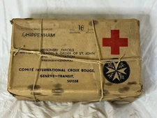 WWII Prisoner of War Red Cross St. John Food Parcel Box Unopened Chippenham