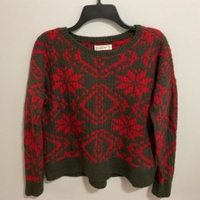 Abercrombie and Fitch Fair Isle Nordic Red/Grey Sweater, Size M/L,Scandi Girl