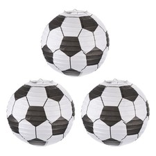 3Pcs 12in Soccer Paper Lantern, White Black