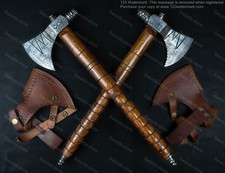 Dark Smoke Viking Twin Axes Set Display Ready Style Fantasy Movie Cosplay Props