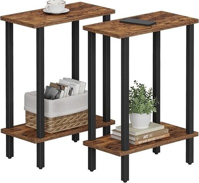 Small Side Table, Narrow End Table, Set of 2, Skinny Sofa Table, Slim Nightst...