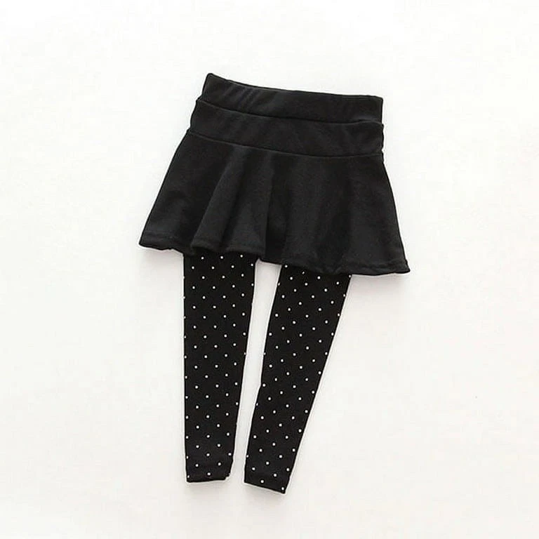 3xNiñas Falda Leggings Volantes Tutú Pantalones Sin Pies Lunares Rosa Negro Pantalones 6-7 Años Foto 3 de 4