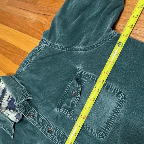 Vintage LL Bean Grunge Fade Workwear Denim Flannel Lined Shirt Forrest Green USA - Picture 9 of 12