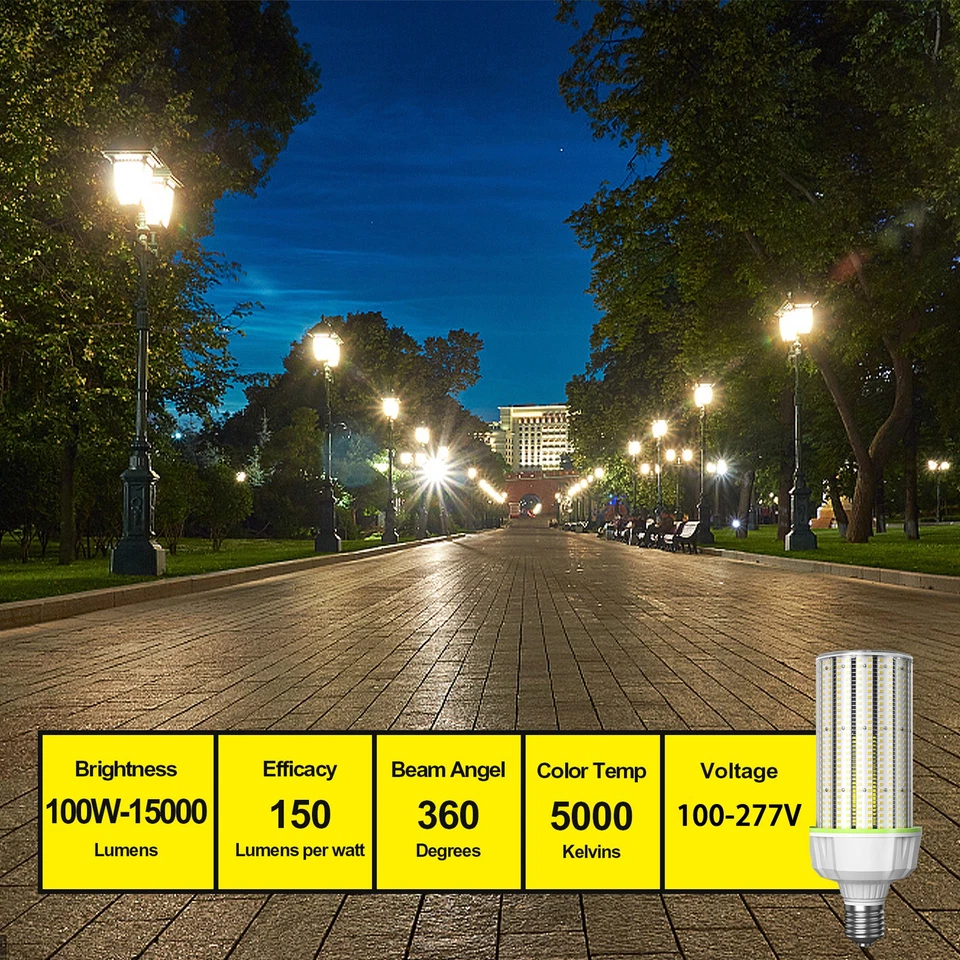 LED Corn Light Bulb 100W for Warehouse Factory Workshop 5000K Replac 400W MH HID - Image 2 of 4