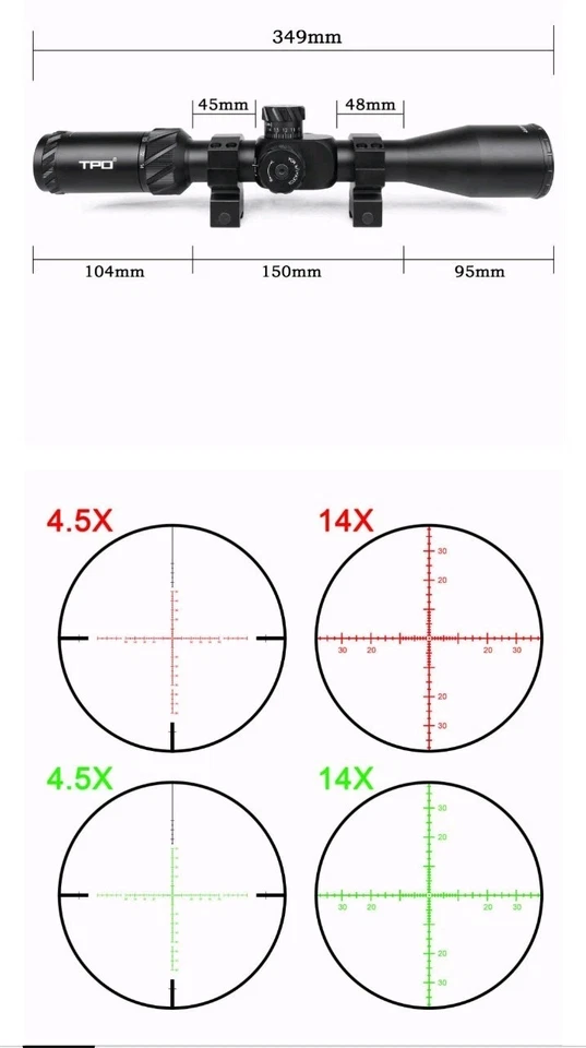 Mira telescópica Sniper VT4.5-14x44 FFP primer plano focal (FFP) tubo de 30 mm con retícula MOA Foto 2 de 3