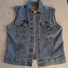 Vintage Levi’s Mens Medium Made In USA Faded Denim Vest Trucker Jacket