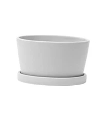  Modern Smooth Dish 6 x 6 x 3.25 inches Dove Grey Ceramic Flower Small