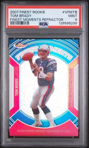 2007 Topps Finest TOM BRADY #VFMTB Finest Moments REFRACTOR PSA 9 Mint Pats Bucs