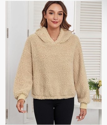 Women s Winter Warm Teddy Bear Hooded Sweatshirt Long Sleeve Fluffy Fleece Hood