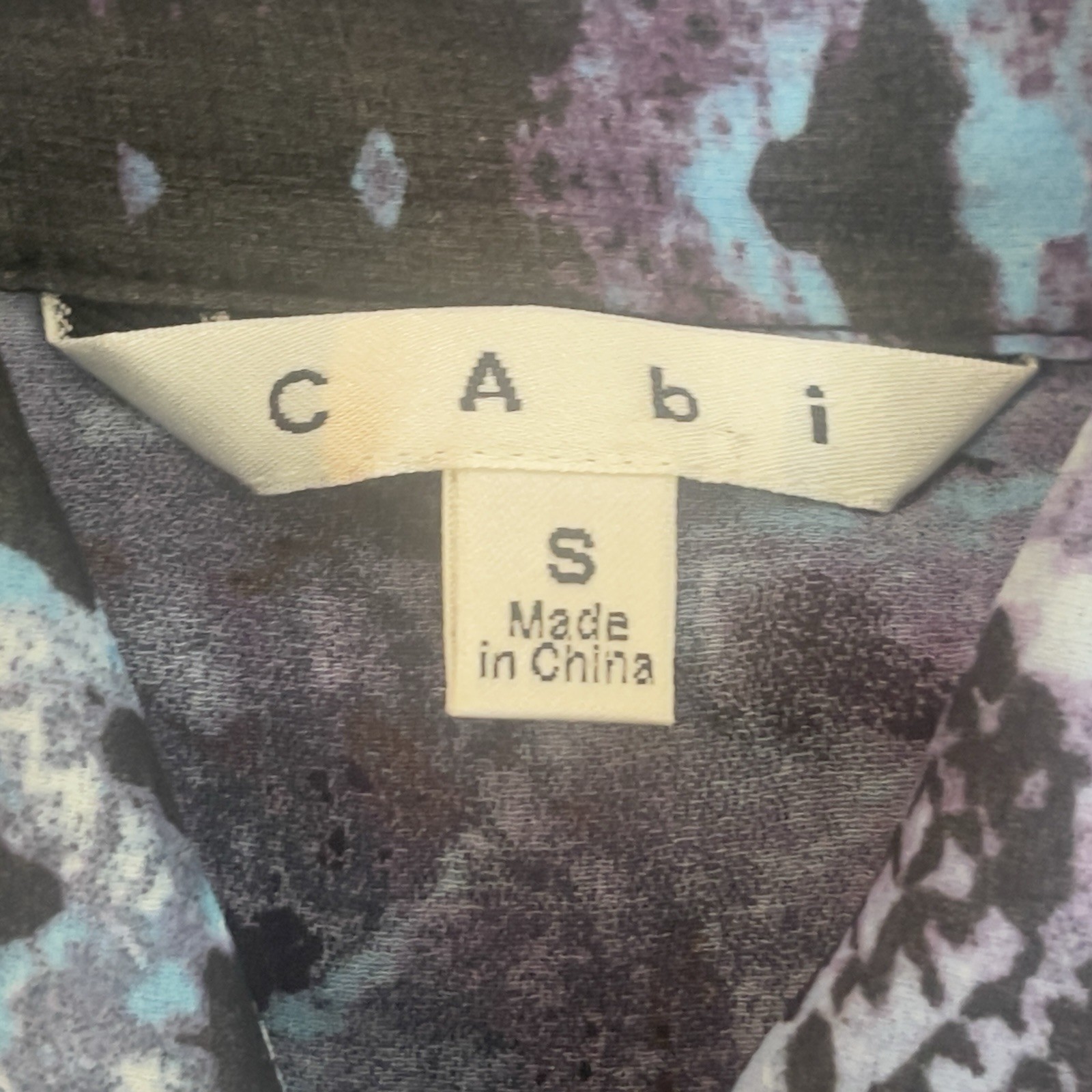 CAbi Semi Sheer Python Hidden Button Blouse Small… - image 4