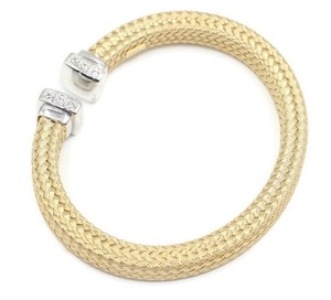 Authentic Sophia Fine Jewelry Silver with Cubic Zirconia Cuff Bangle Yellow Gold Plated