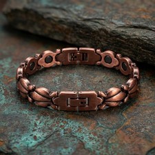 Solid Pure Copper Magnetic Bracelet Women Olive Link Chain Arthritis Pain Relief