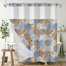 No Hook Shower Curtain and Liner Set Modern Geometric Shapes Shower Curtain with