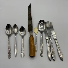9 Pieces Misc VINTAGE Silver Plate Stainless Steel Stag Knife Meriden Cutlery