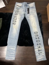 ROCKSTAR ORIGINAL KENJI LIGHT BLUE WASH DENIM JEANS Size 30 New Tags